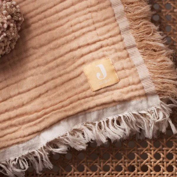 Deken fringe moonstone/ivory - GOTS