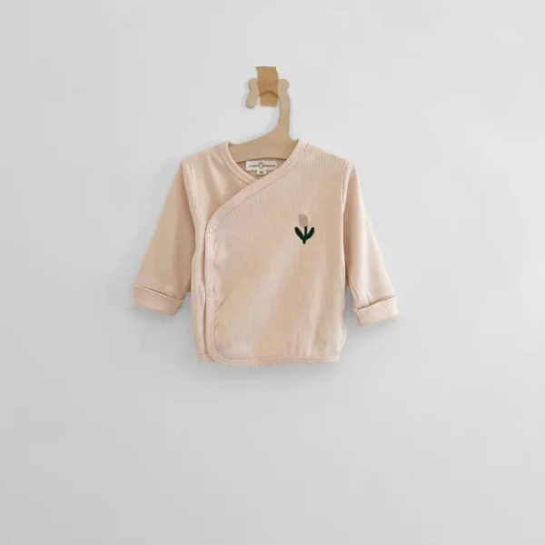 Wrap t-shirt rib - crème