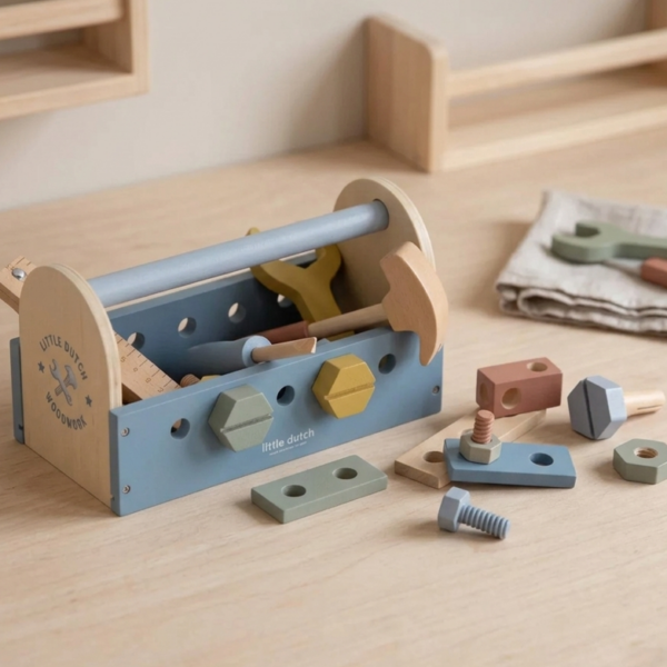 Houten gereedschapskist - Blauw - Essentials
